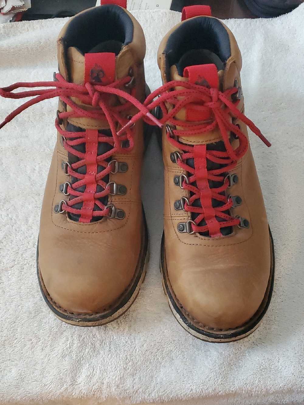Rocky Brown Work Boots with Red Laces